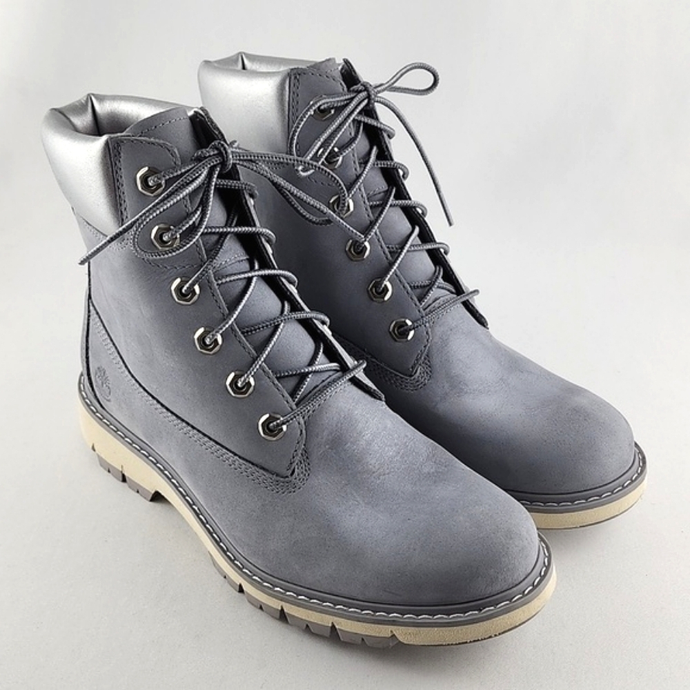 Timberland Women's Lucia Way Waterproof Grey Nubuck Leather Ankle Boots Size 9W - Picture 4 of 15
